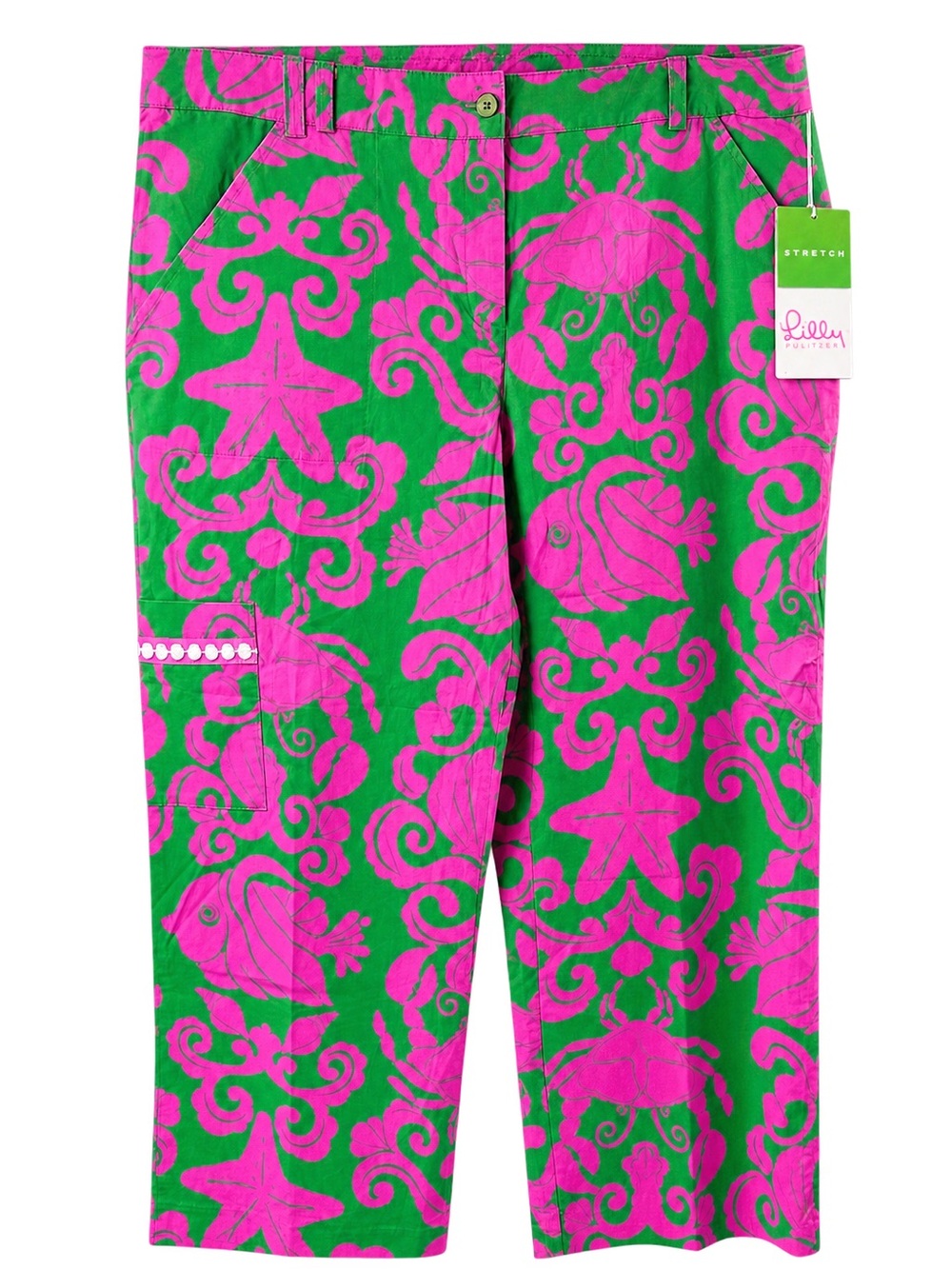 Vintage Lilly Pulitzer Putter Capri Pants Size 16 Where’s the Reef NWT